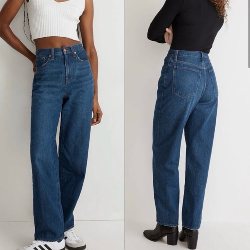 NWT Madewell Baggy Straight Jeans in Dark Worn Indigo Wash, 27‎